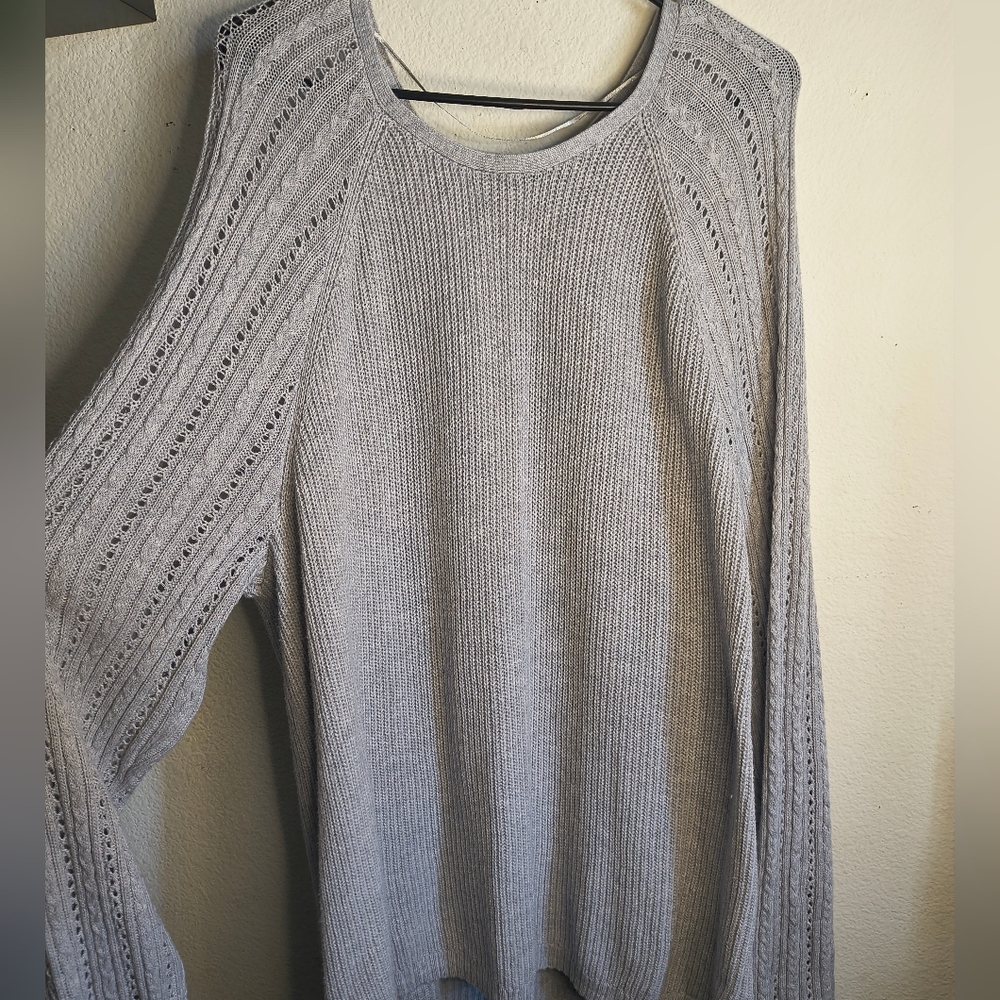 Sonoma Womens Light Grey Knit Sweater Plus Size